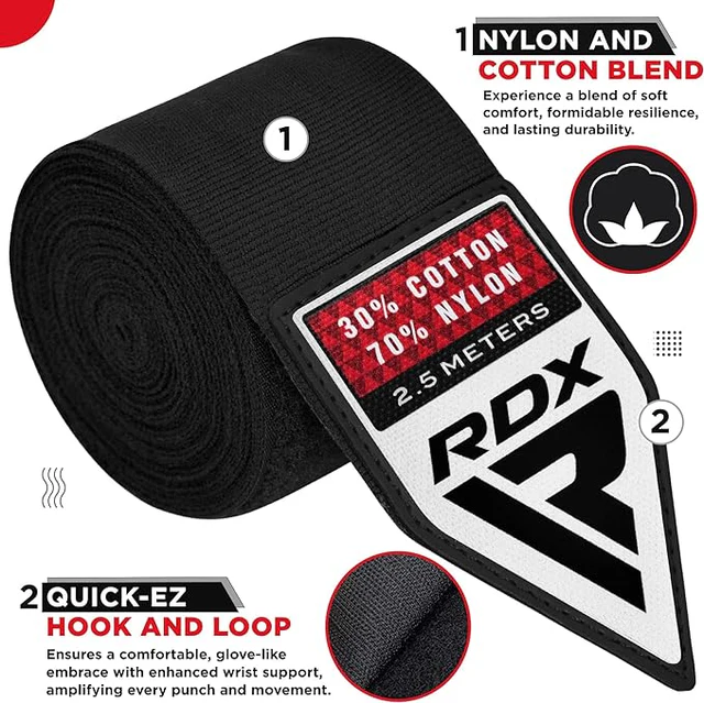 RDX Çocuk Boks El Bandaji 3 Metre Siyah Bilek ve El Destek Bandaji